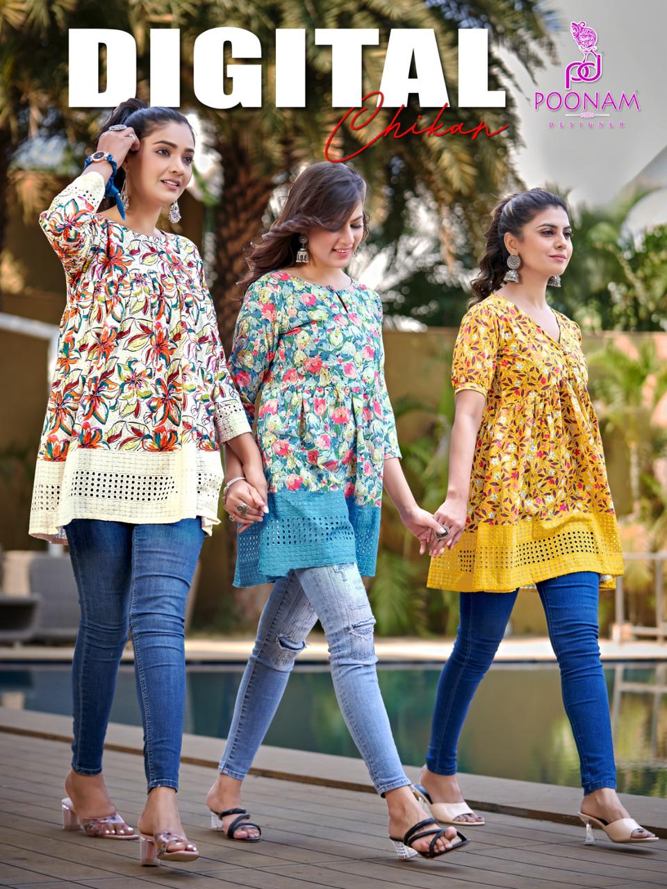 Poonam Digital chikan 1001-1008 Summer Special Wholesale Ladies Top